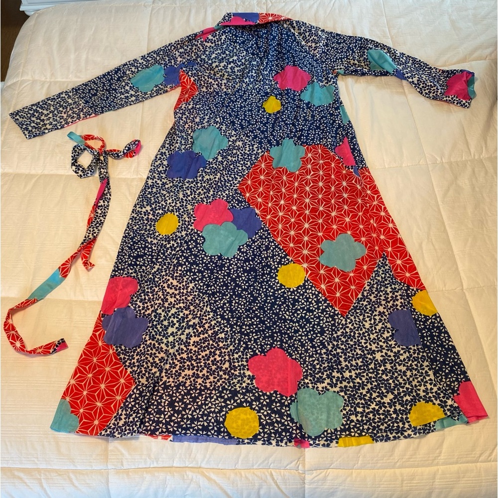 1960s "Travel-Lite by Boutique Loungewear" Psychedelic Print Hostess Gown M/L - Picture 4 of 5